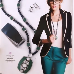 Stunning Cut Crystals Blue Green Long Necklace